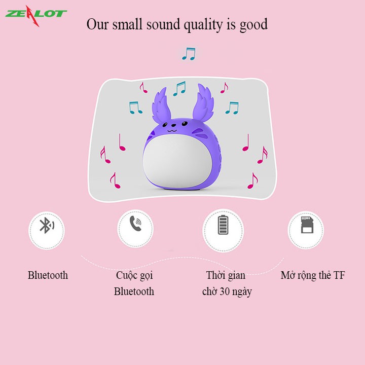 Loa bluetooth mini di động Zealot thú cưng dễ thương S28 kết nối với điện thoại máy tính nghe nhạc cực hay