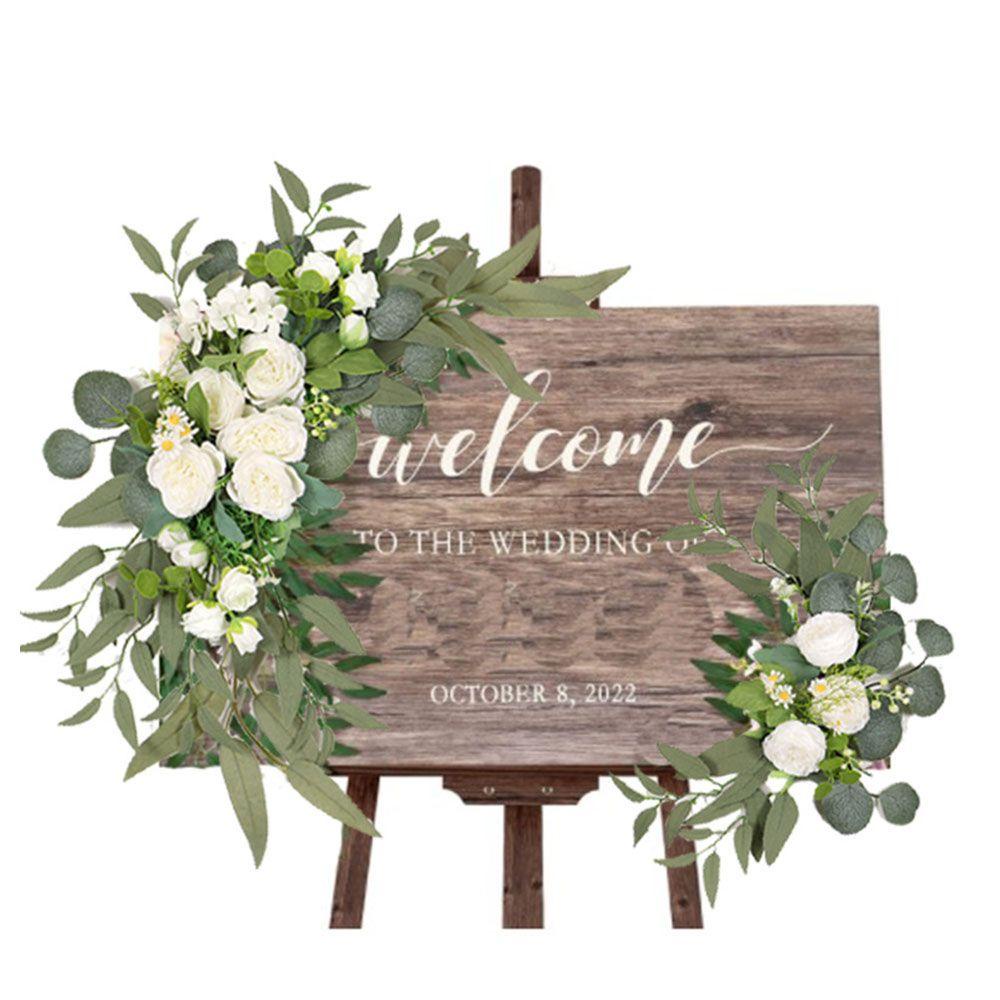 KUNHEV Set 2 Vòng Hoa Mẫu Đơn Nhân Tạo Treo Tường / Cửa Ra Vào Trang Trí Nội Thất