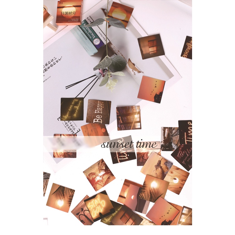 Sticker hộp 46 miếng dán - Chiều Hoàng Hôn - Hộp nhãn dán trang trí sổ tay bullet journal - M523