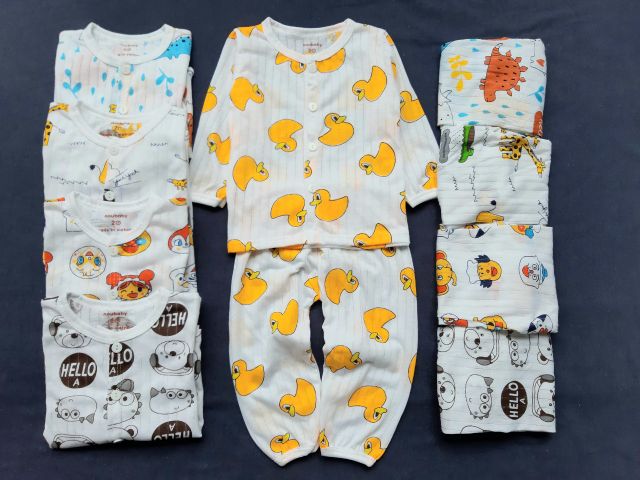 bộ cotton giấy dài tay quần dài CÚC GIỮA bé trai bé gái size 5-16kg5-16kg ko