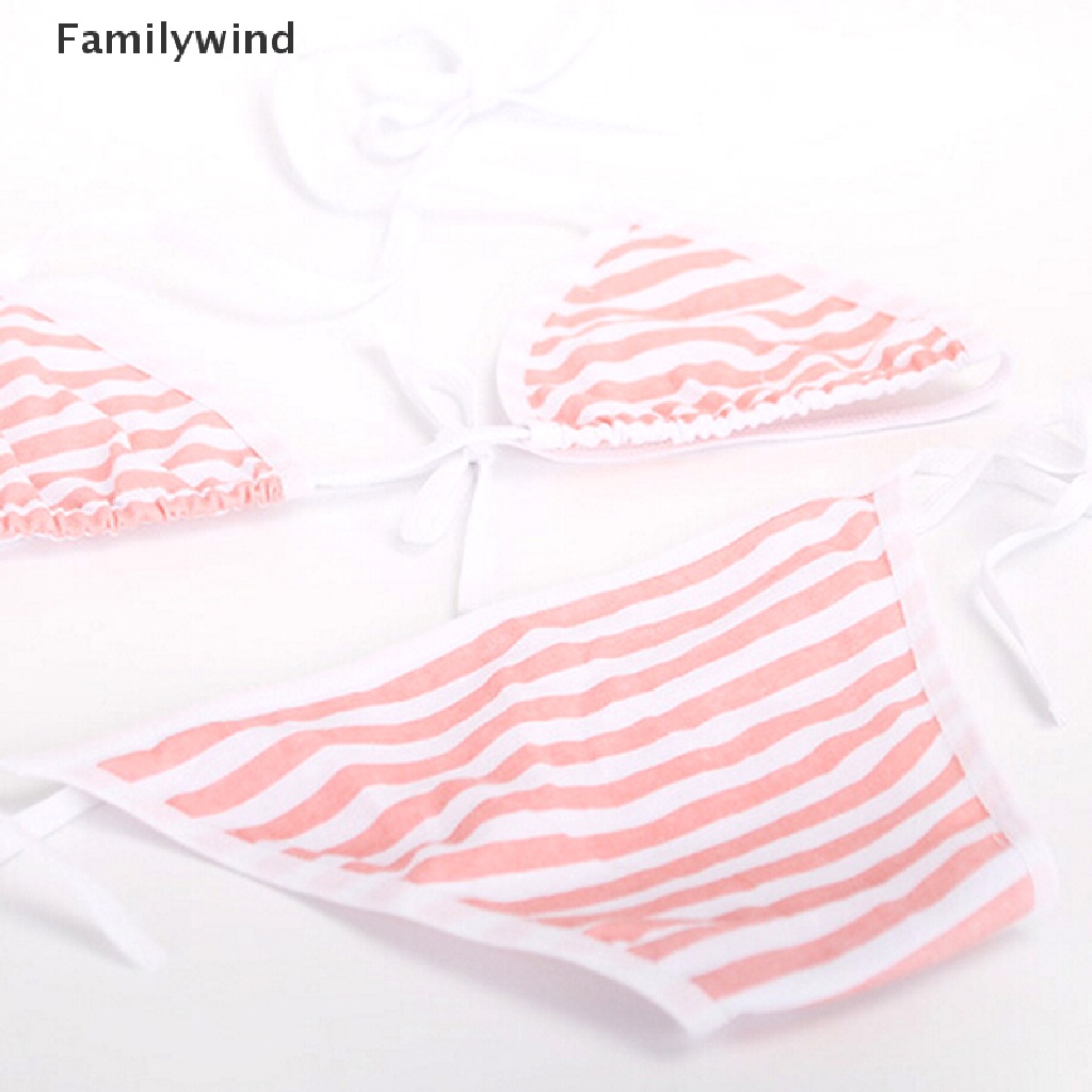 Bộ Đồ Bơi Họa Tiết Kẻ Sọc Ngọt Ngào Phong Cách Lolita Nhật Bản