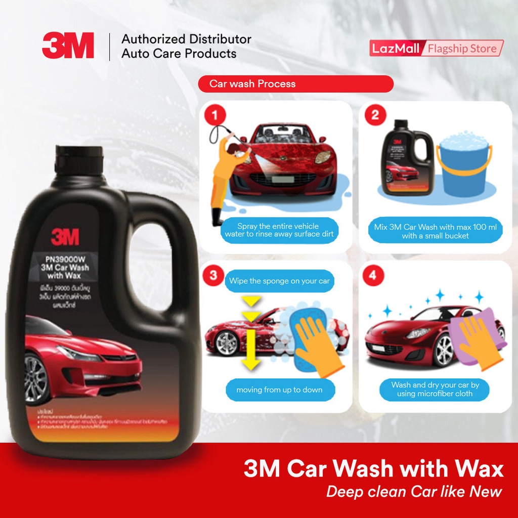 Xà Phòng Rửa Xe 3M 39000 1 Lít - 3M Car Shampoo with WAX PN39000W (1000ml)