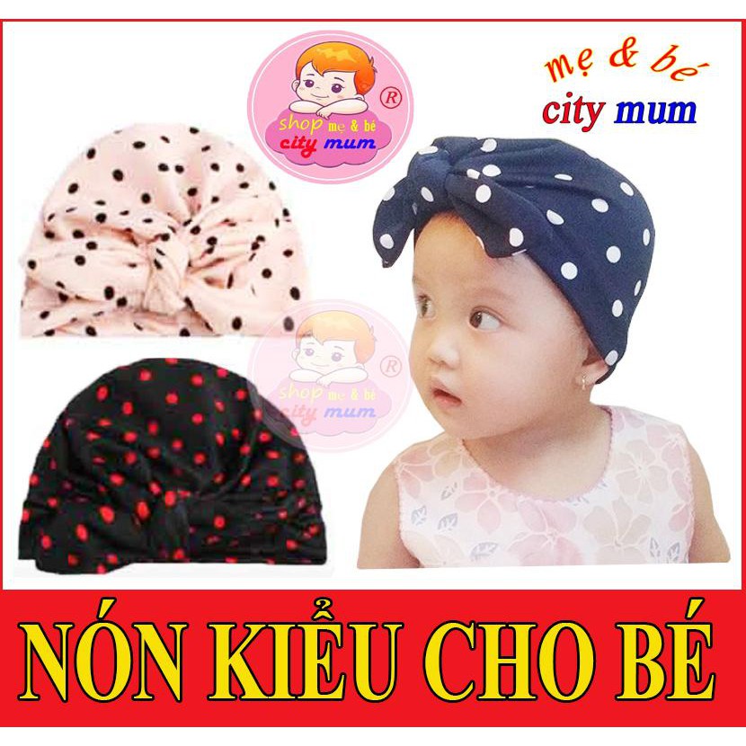 MŨ / NÓN TUBAN CHO BÉ TỪ 1THÁNG TUỔI - 12 THÁNG ( HÌNH CHẤM BI)