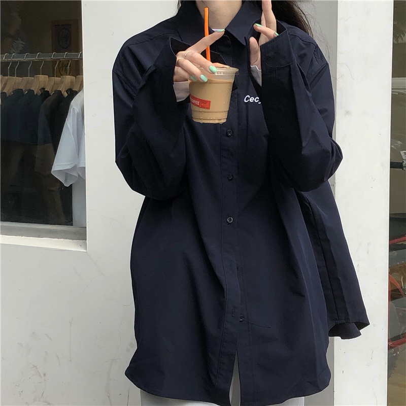 Áo sơ mi dáng rộng phong cách thời trang Hàn Quốc cho nữ