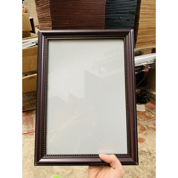 Khung ảnh bằng khen a4cm bản khung nâu hạt kim tuyến hàng đẹp