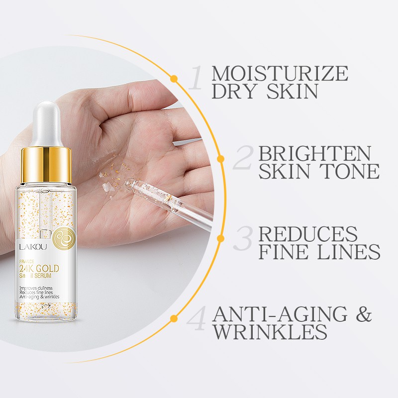 Serum LAIKOU Hoa Anh Đào / Vàng 24K / Hyaluronic acid / Vitamin C Dưỡng Trắng Da Mặt 30ml