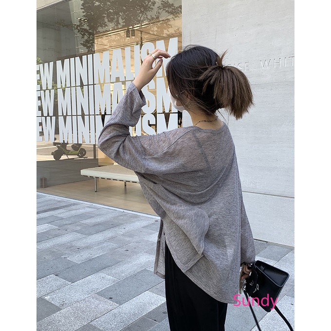 Áo Khoác Cardigan Mỏng Tay Dài Dáng Rộng Thời Trang Mùa Thu Cho Nữ