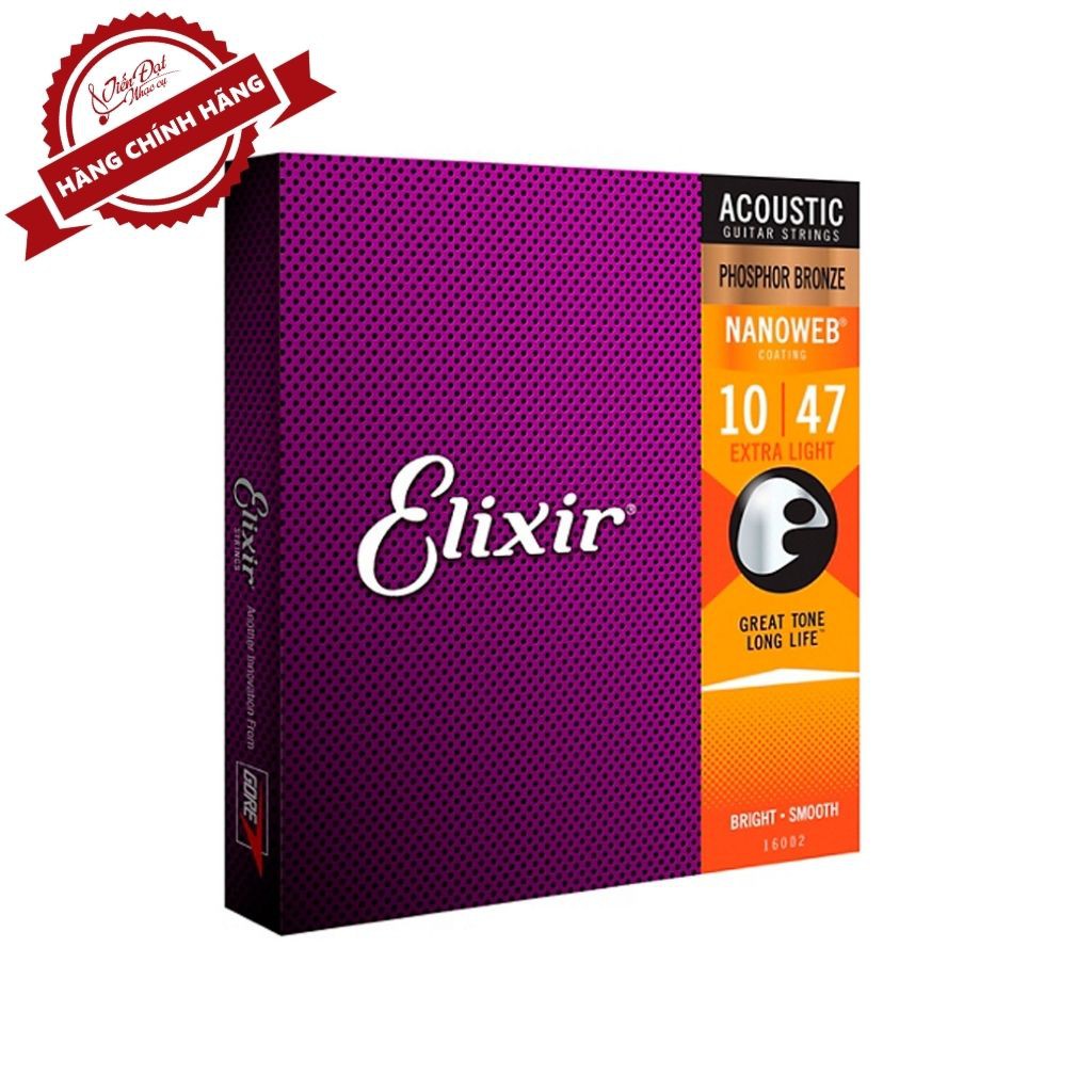 Dây Đàn Elixir Guitar Acoustic Chính Hãng Cao Cấp, ELIXR 10-16002, ELIXIR 11-16027, ELIXIR 12-16052