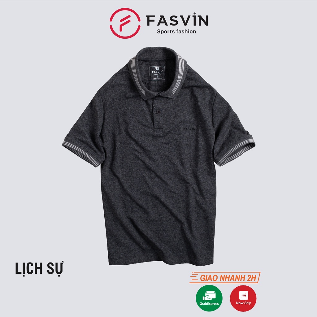 Áo thun polo nam ngắn tay có cổ FASVIN chất cotton cao cấp dễ mặc dễ phối đồ PL20230.HN