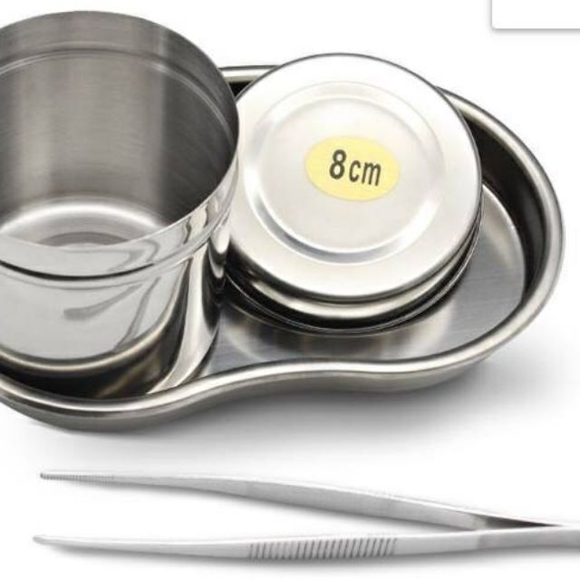 Combo khay đậu và hũ đựng bông 8cm