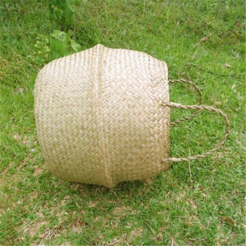Giỏ Mây Đan Hình Tròn Có Tay Cầm Có Thể Gấp Gọn Tiện Dụng