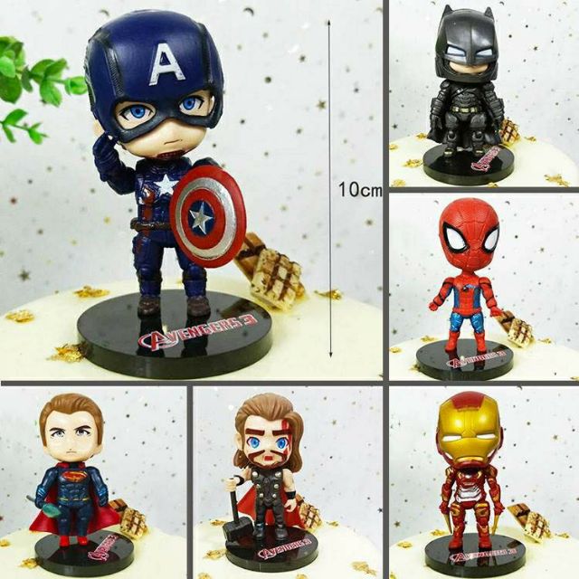 Bộ 6 siêu anh hùng Marvel Avengers trang trí bánh kem,topper  trang trí bánh sinh nhật