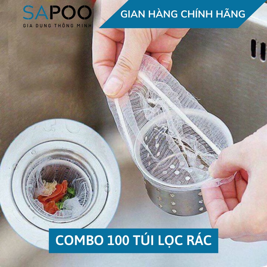 100 Túi Lọc Rác Bồn Rửa Bát Thiết Kế Kiểu Lưới Siêu Dai Đầu Túi Có Chun Co Giãn Chống Tắc Nghẽn Ống - Gia Dụng SAPPO