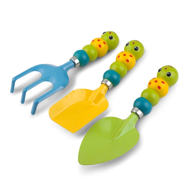 Set 3 Dụng Cụ Làm Vườn Bằng Kim Loại Với Tay Cầm Chắc Chắn An Toàn Cho Bé