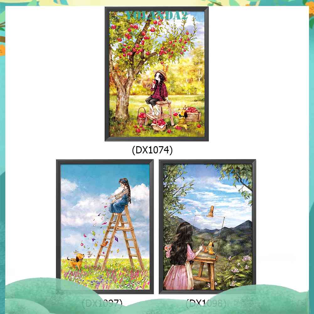 Bộ Tranh Thêu Chữ Thập 53x72cm 11CT Hình Cô Gái Màu Sắc Độc Đáo