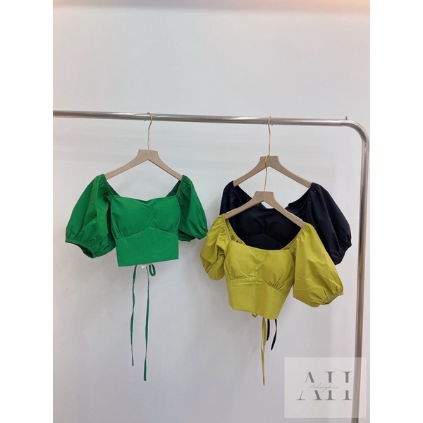 ÁO CROPTOP ĐAN DÂY LƯNG CÓ SẴN ĐỆM (hình thật shop chụp)