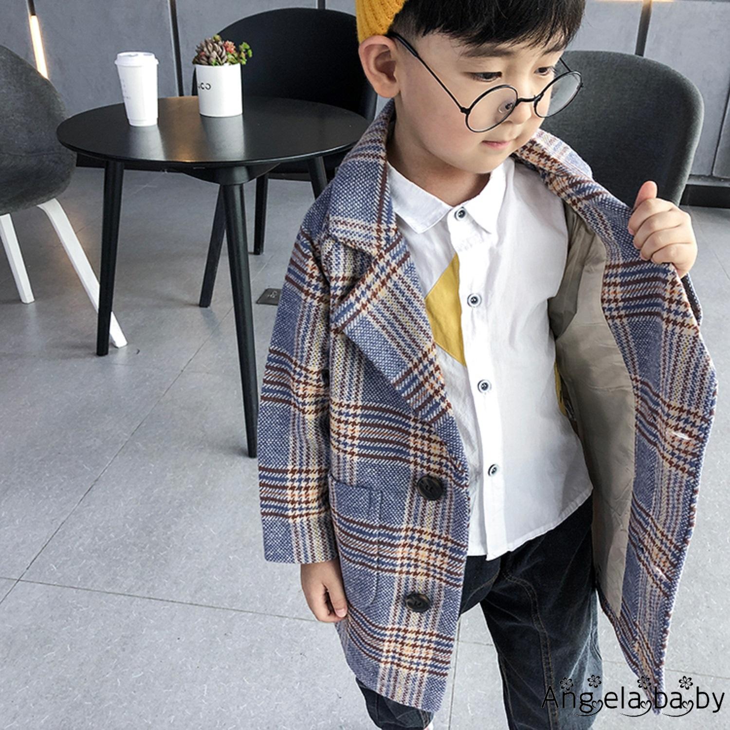 Áo Khoác Blazer Họa Tiết Ca Rô Phong Cách Cổ Điển Dành Cho Bé Trai