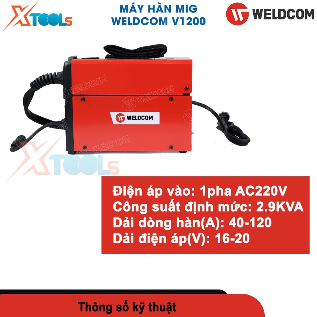 Máy hàn mig bán tự động Weldcom Multimag V1200 phạm vi điều chỉnh dòng hàn 40A - 120A [CHÍNH HÃNG][XTOOLS]