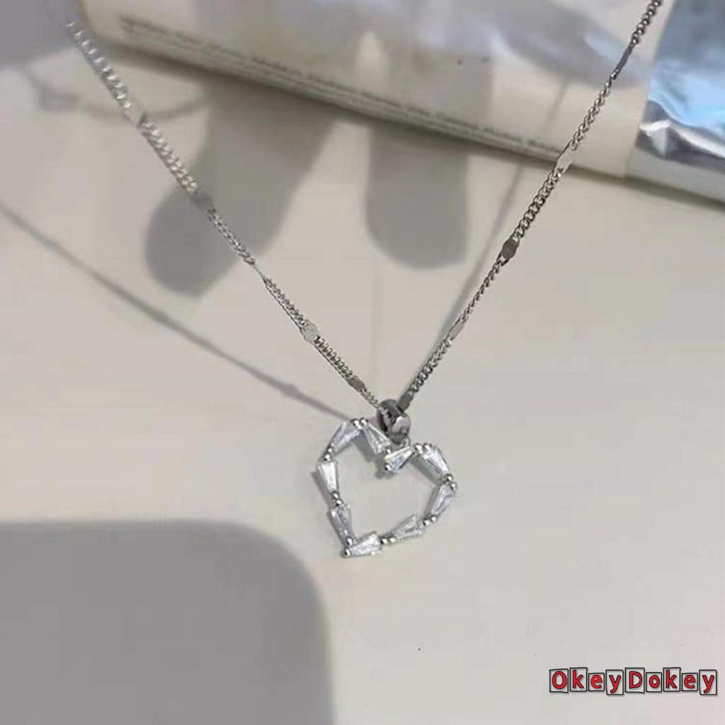 OKDK-Women Fashion Simple Style Necklace with Hollow Out Heart-shaped Pendant