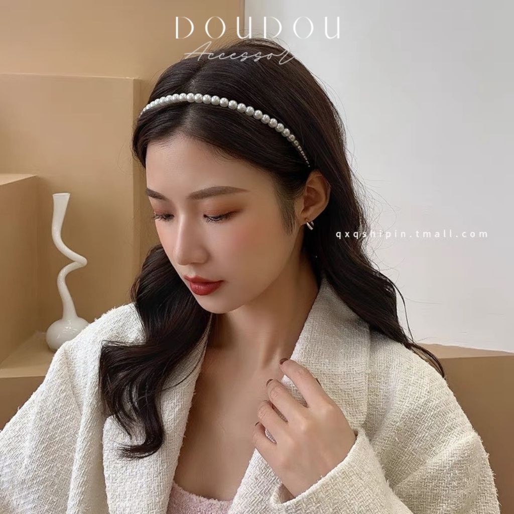 Băng đô cài tóc đính ngọc trai nhân tạo Doudou Hàng cao cấp Bờm tóc nữ phong cách Hàn Quốc Hot Trend Tiktok FG002