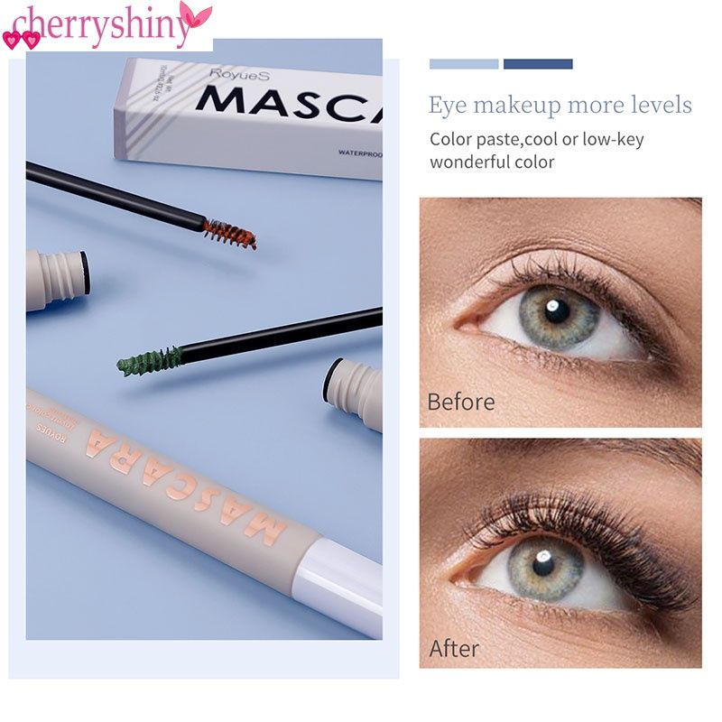 Mascara ROYUES nhiều màu sắc chống nước không dễ nhòe chuốt mi cong dài và dày hơn