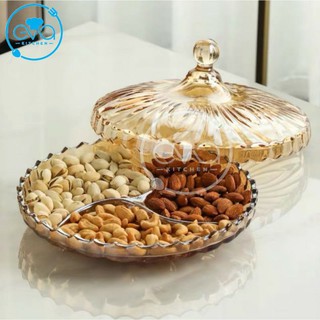 KHAY ĐỰNG MỨT THỦY TINH VÀNG PHA LÊ