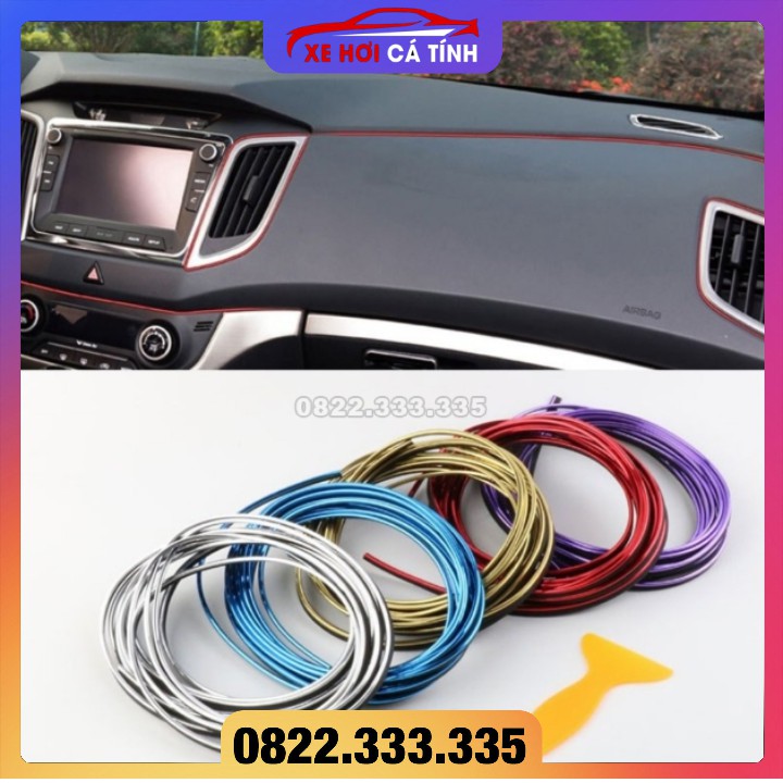 [Free ship 50k] Chỉ trang trí rãnh viền nội thất xe hơi cuộn 5 mét 4 màu thời trang🎁TẶNG dụng cụ lắp đặt loại 1