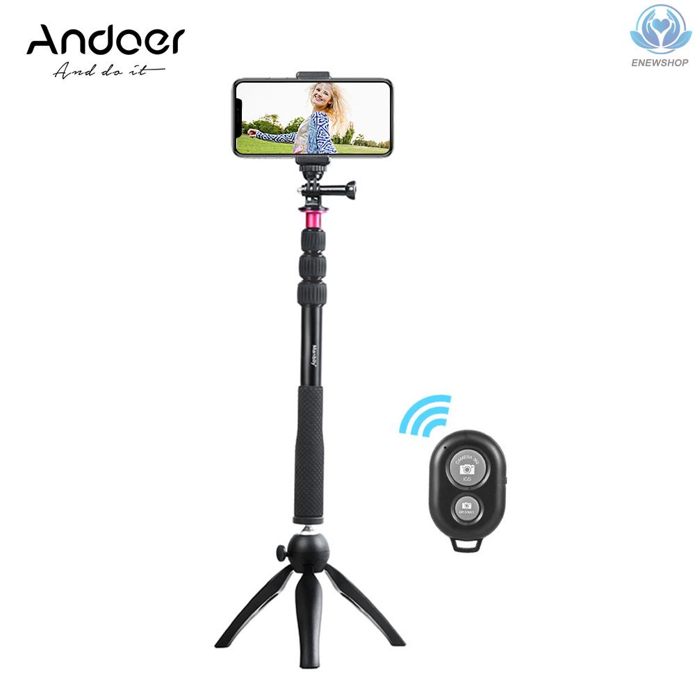Gậy Chụp Ảnh Andoer + Chân Tripod Mini + Điều Khiển Từ Xa Không Dây Cho Iphone X / 8 / 7 Plus Samsung S8 Gopro Hero 6 / 5 / 4 / 3 +