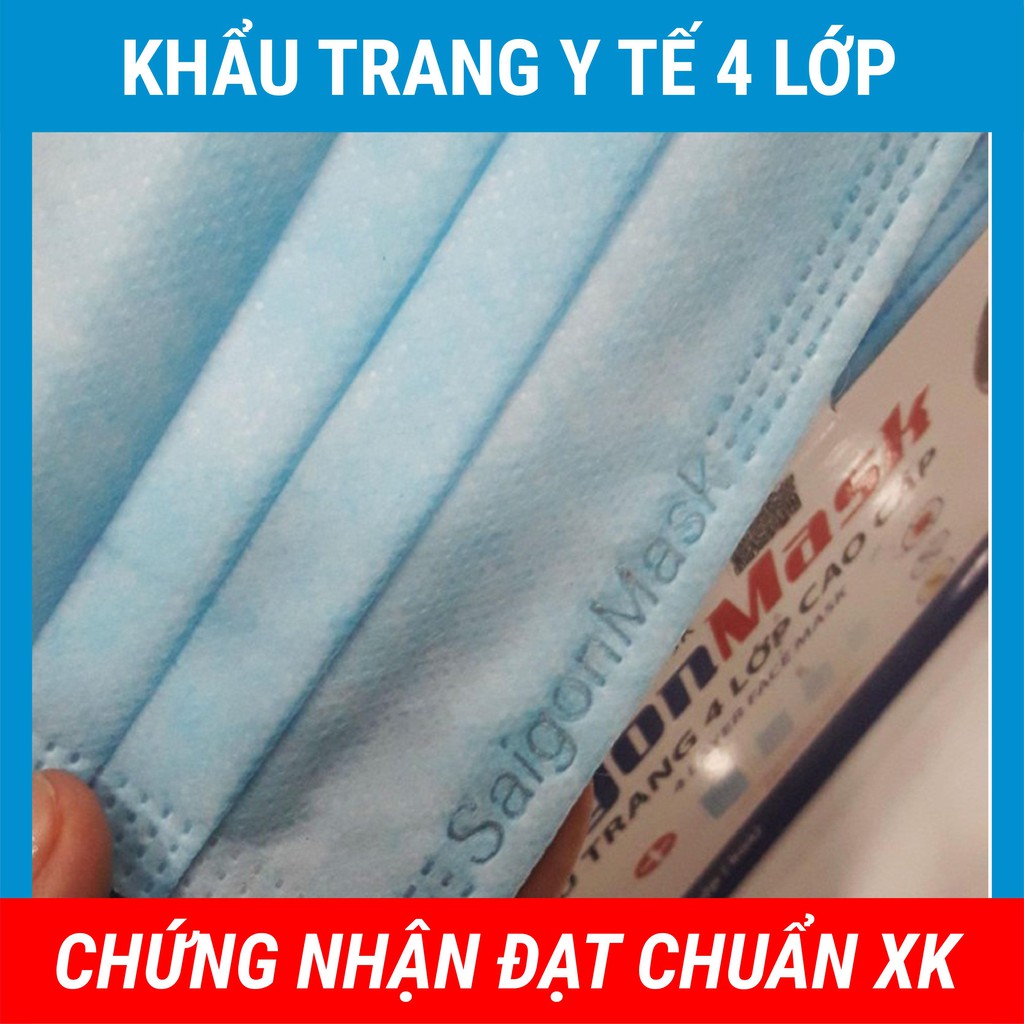 [GIÁ BÌNH ỔN] Khẩu Trang Y Tế Người Lớn 4 Lớp Saigon Mask 1 Hộp 50 Chiếc