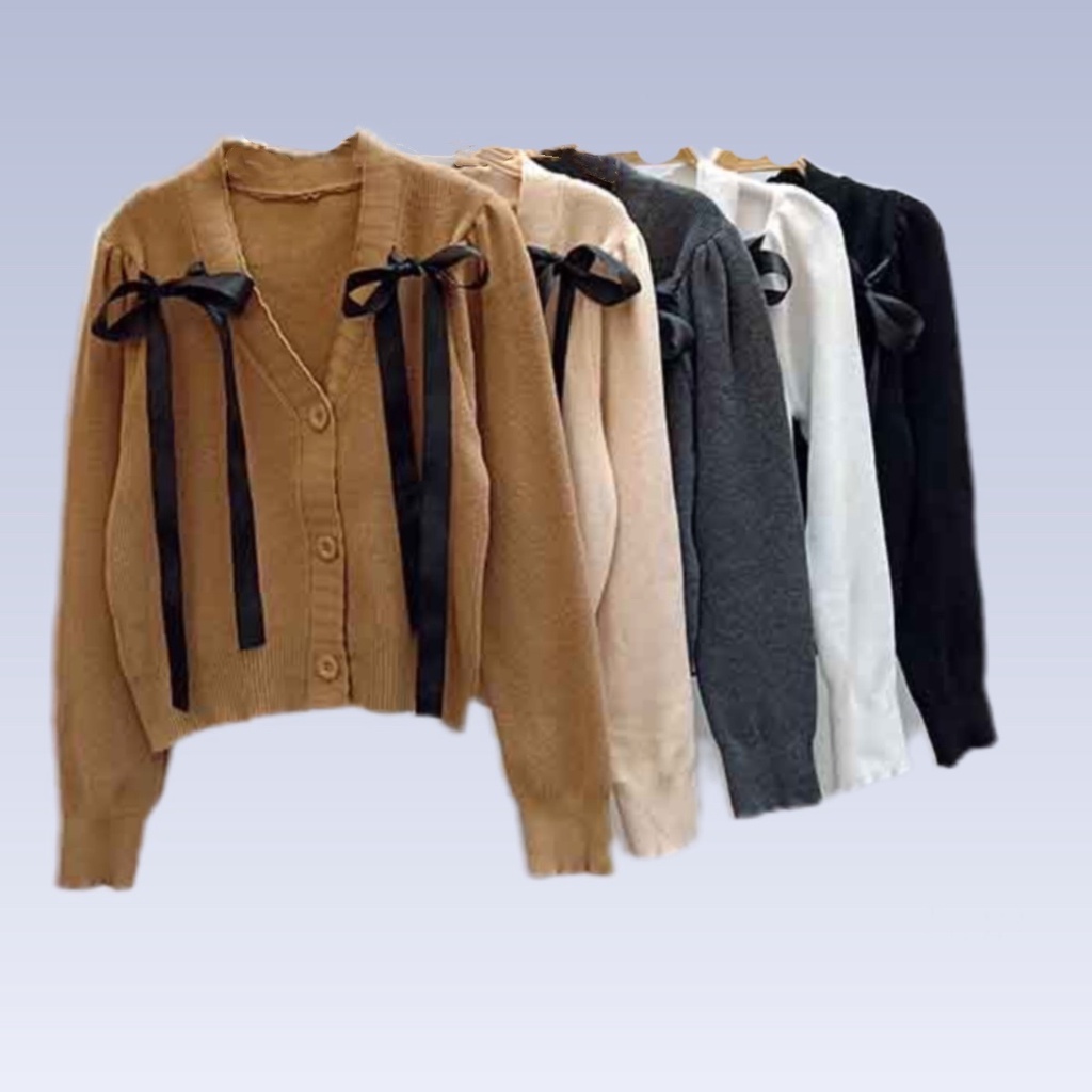 Áo khoác dệt kim Pure Cube phối nơ xinh xắn cho nữ