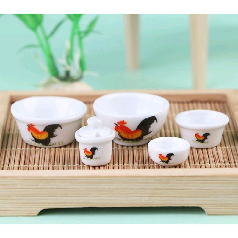 mô hình chén bát bằng sứ