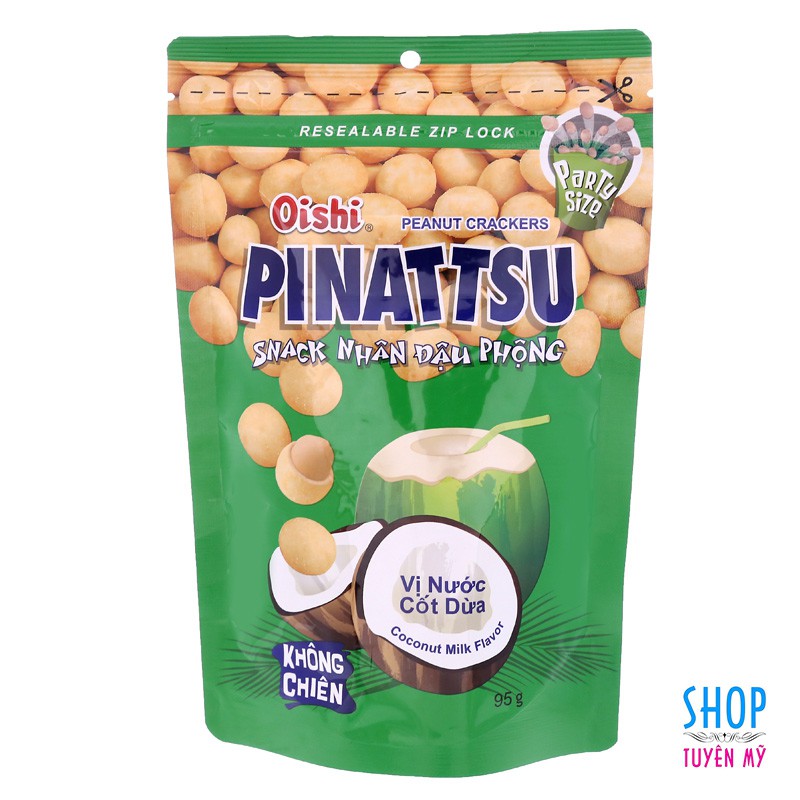 Snack đậu phộng cốt dừa Pinattsu Oishi - gói 95g