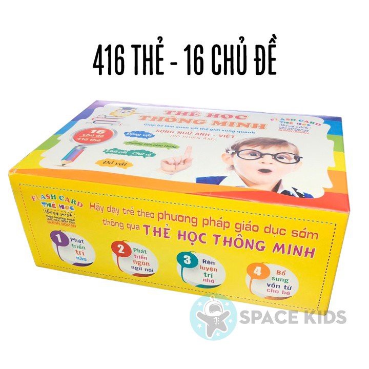 Bộ Thẻ Học Thông Minh cho bé 16/18 Chủ Đề thẻ học Glenn Doman loại to song ngữ Flashcard tiếng Anh (Hibaby+)