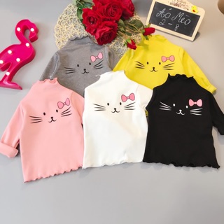 Áo mèo bé gái cotton len