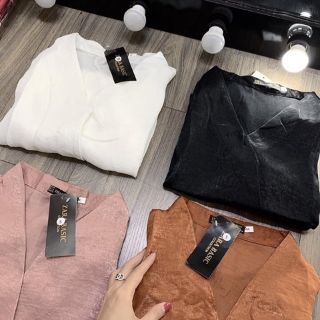 Áo Sơ mi lụa tuyết cổ V vạt chồng