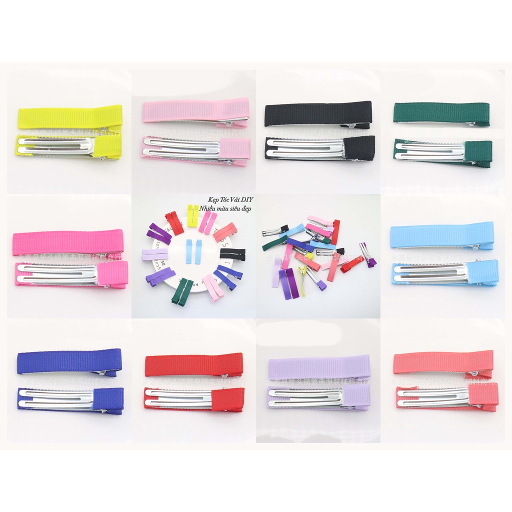 Kẹp tóc bọc vải 5 cm nhiều màu - Phụ kiện tự làm kẹp tóc, trang sức handmade, kẹp tóc ruybang