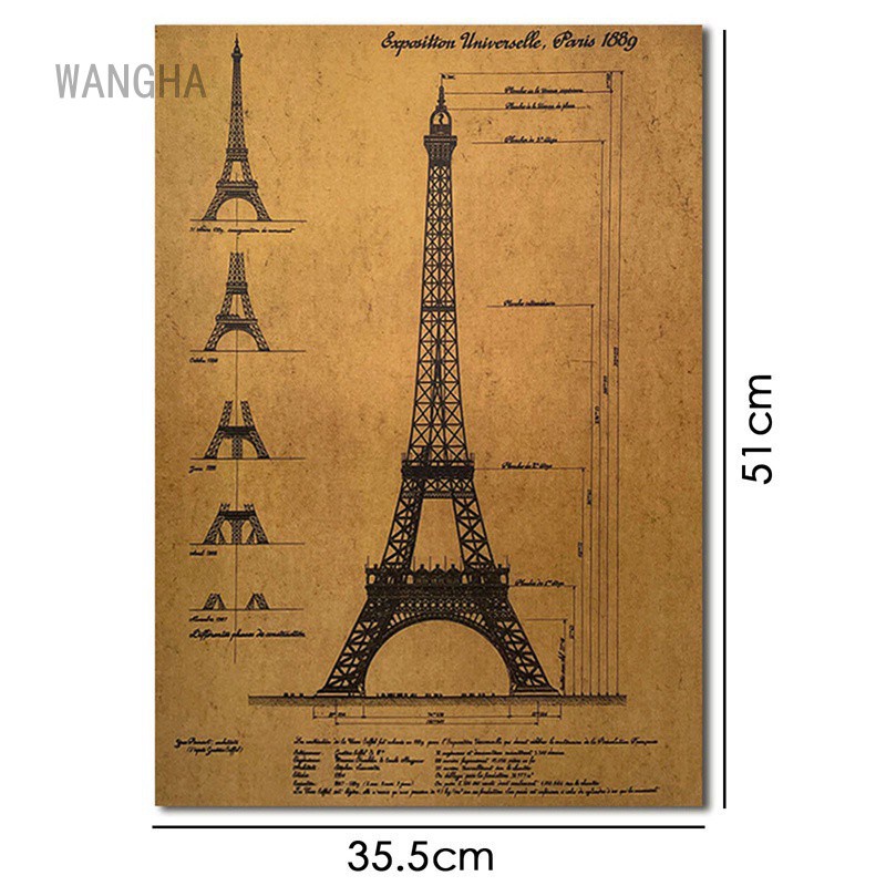 Eiffel Tower nostalgic retro kraft paper poster indoor bar cafe