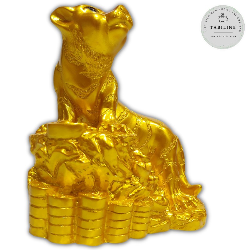 Lợn đất heo đất ống heo tiết kiệm tiền TABILINE mèo nằm đồng vàng vip con giáp 2023 siêu đẹp LD52