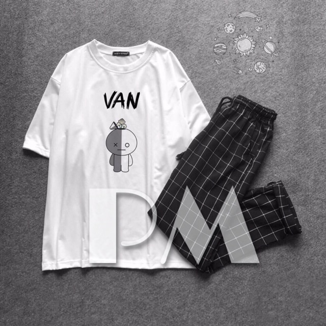 Sét áo 3D các hình+ quần karo nhỏ