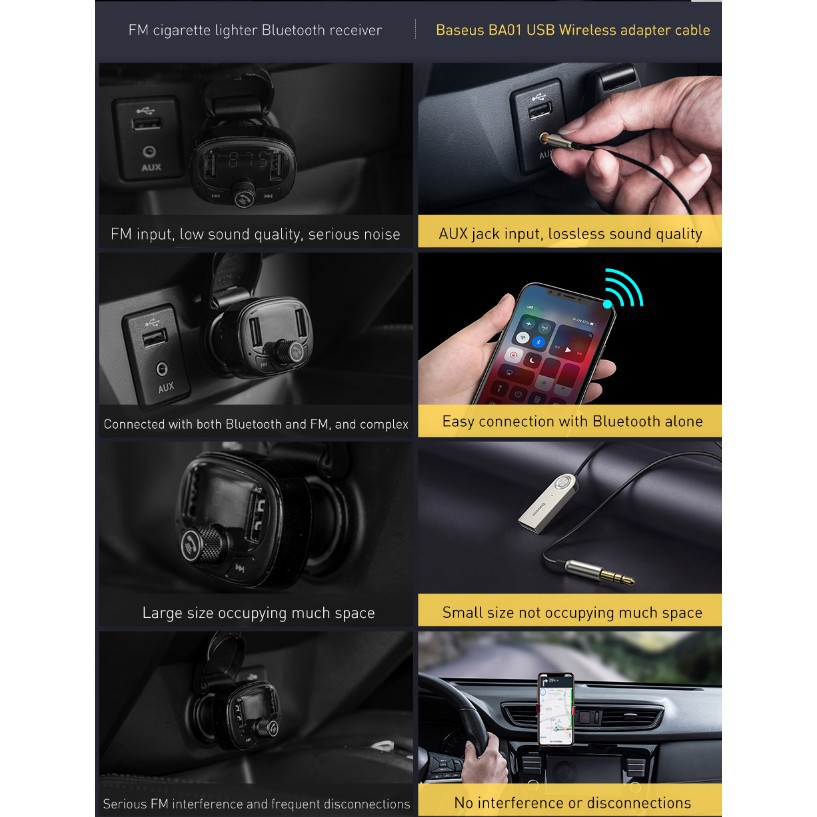 Thiết Bị Nhận Tín Hiệu Bluetooth Baseus Usb Aux 3.5mm Cho Xe Ô Tô