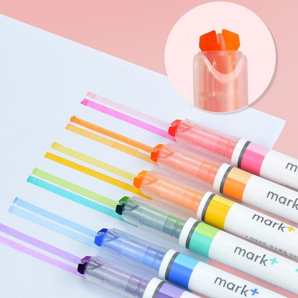 PISTA Set 6 Bút Bắt Sáng Hai Đầu Màu Sắc Ngọt Ngào