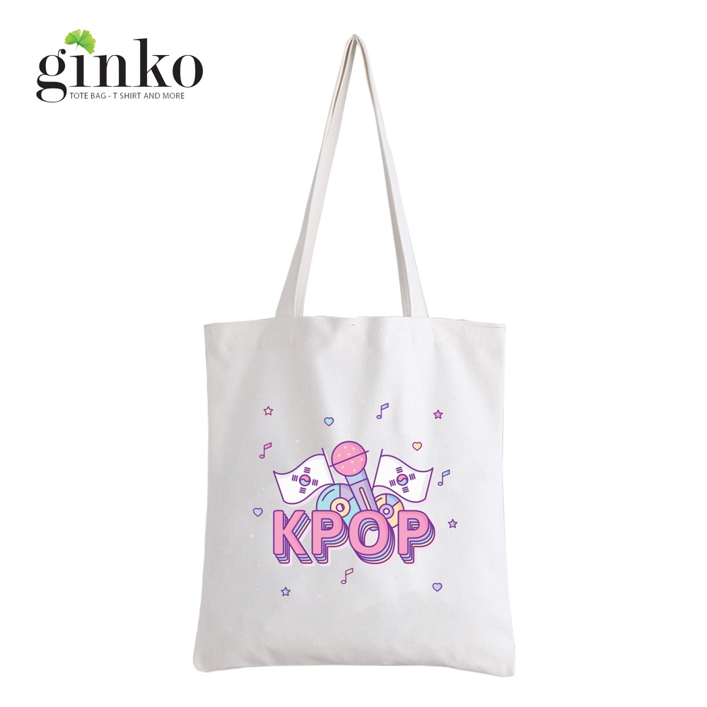 Túi Vải Tote GINKO Kiểu Basic dây kéo In Hình Kpop Star G161