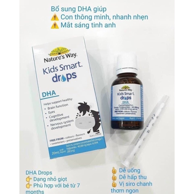 (CAM KẾT CHÍNH HÃNG) DHA kisd smart natures way 20ml úc