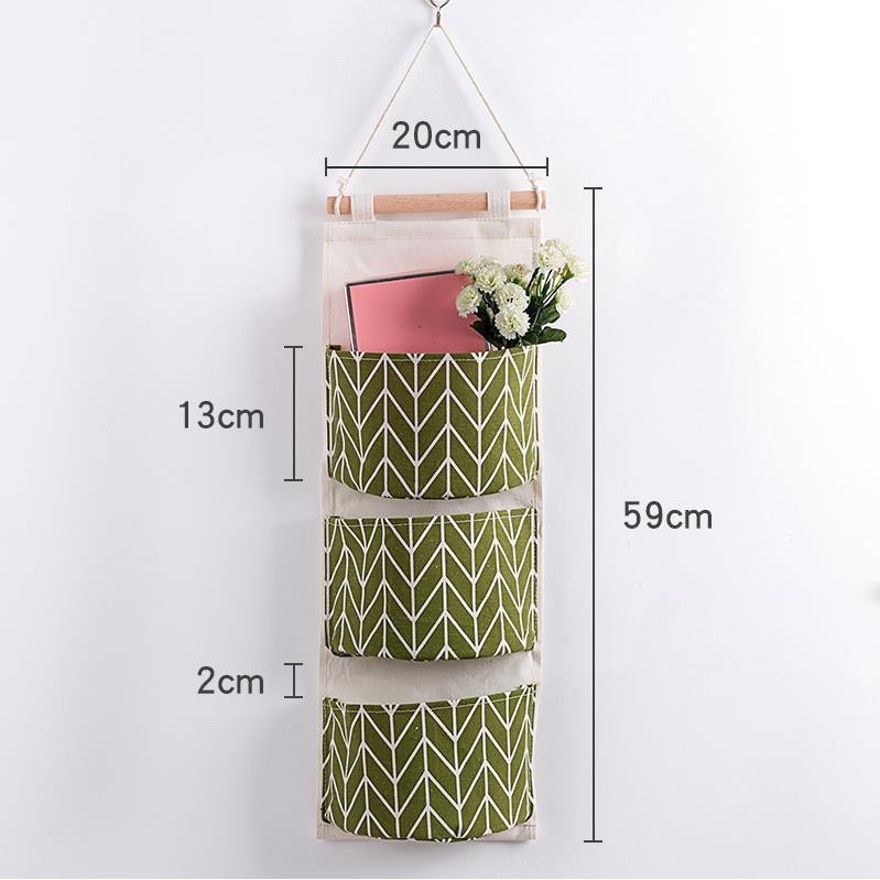 Túi vải đựng đồ 3 ngăn tiện dụng, Túi treo tường treo đồ, trang trí bếp, nhà cửa chất không thấm nước 2355 SHIPNHANH88
