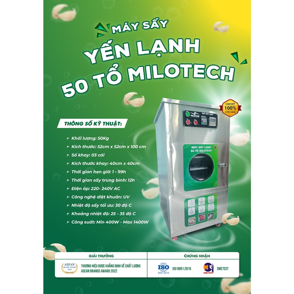 Máy sấy yến lạnh Milotech 50/60 tổ - Máy sấy yến chuyên nghiệp Milotech.