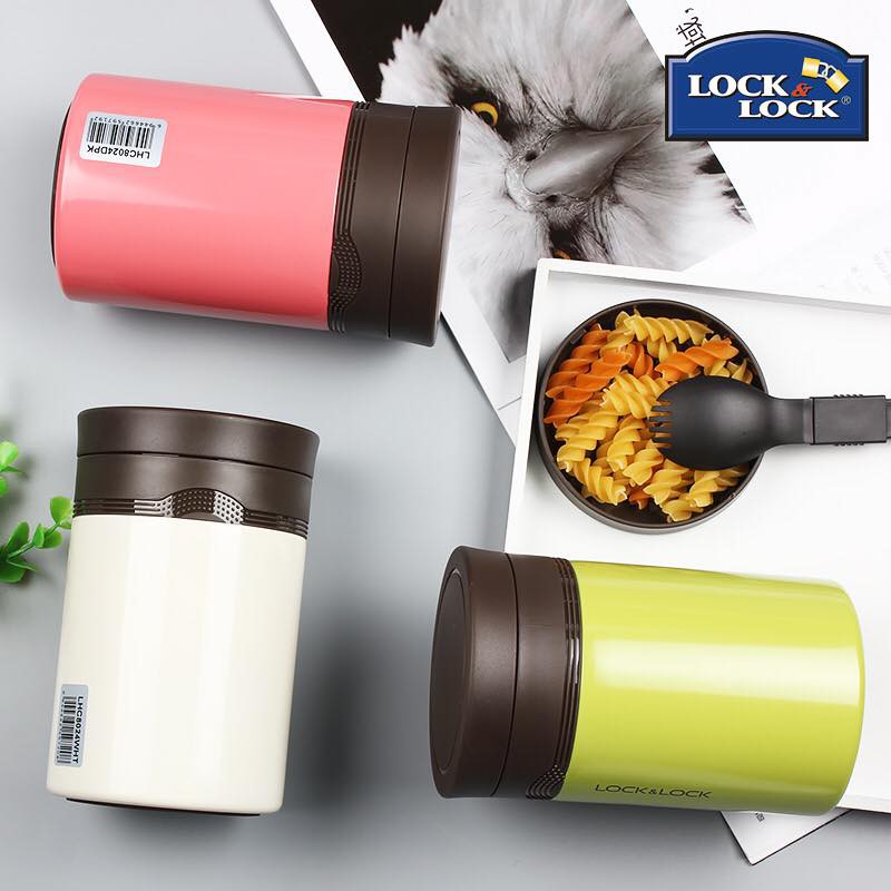 Bình giữ nhiệt Ủ cháo Food Jar Lock&amp;Lock LHC8024 500ml màu hồng - Larva Store