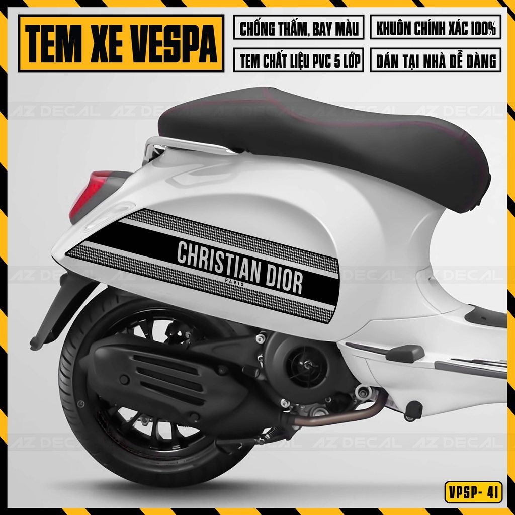 Tem Vespa Christian Dior Dán Xe Sprint / Primavera | VPSP41 | Decal Rời Cao Cấp Chống Nước, Dễ Dán