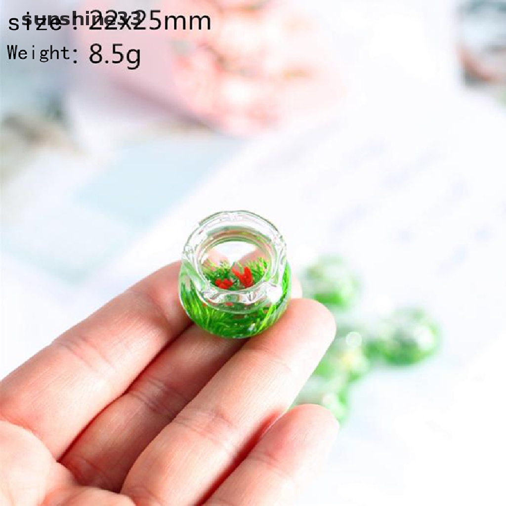 SU 1/12 Dollhouse Miniature Accessories Mini Resin Fish Bowl Simulation Goldfish n