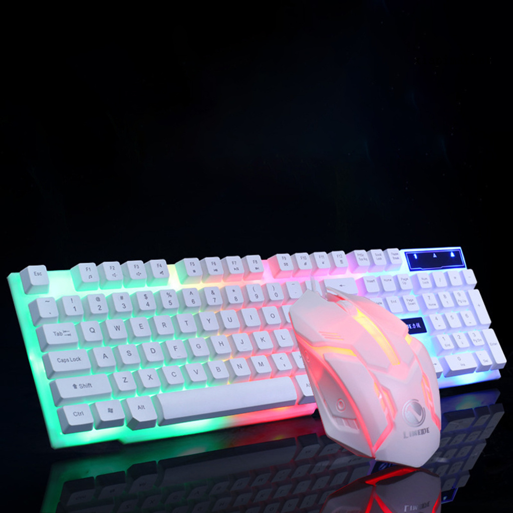 Set 2 Bàn Phím + Chuột Chơi Game Gtx300 Có Dây Bằng Nhựa Có Đèn Nền Màu Cho Máy Tính