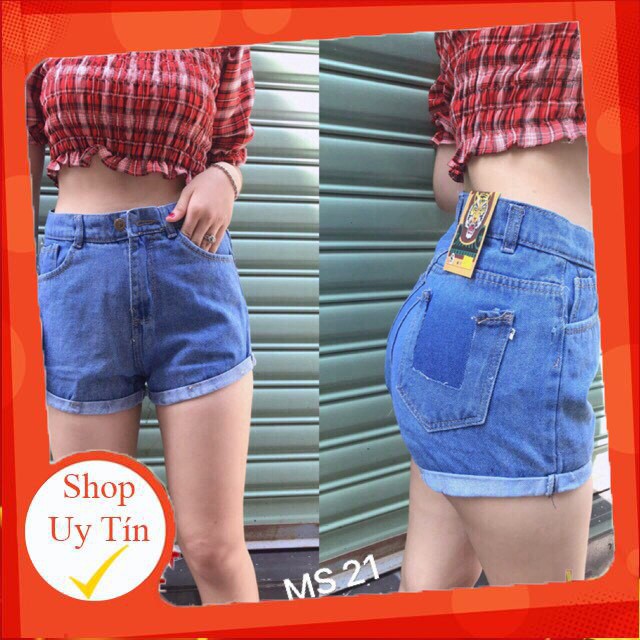 Hàng nhập khẩu Quần short jean nữ xanh nhạt SĂN lai RÁCH SAU TÚI VV654 Liên hệ mua hàng